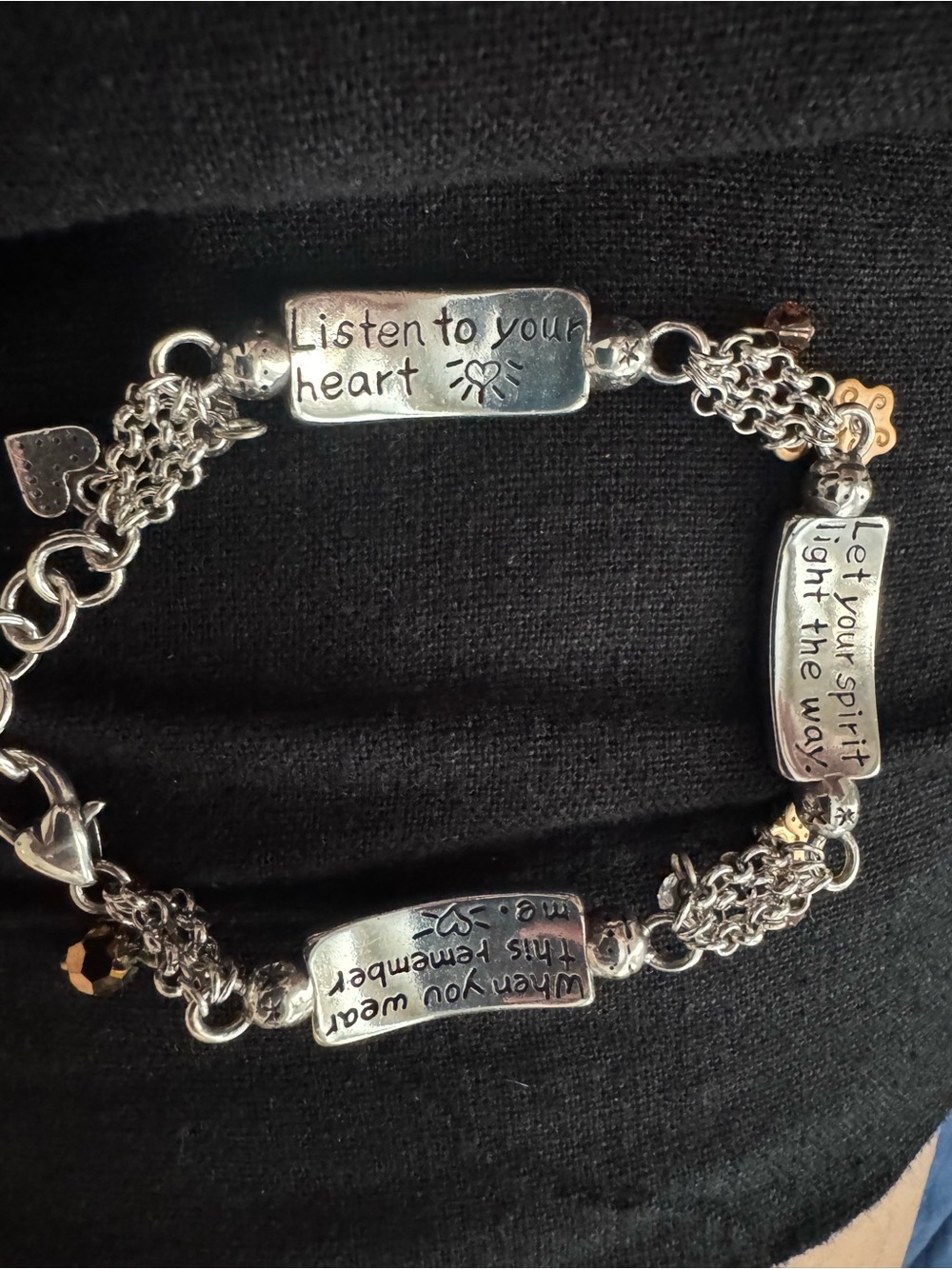 Brighton Two-Tone Heart Charm Bracelet in Silver and Gold - Picture 2 of 5